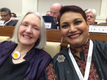 Dr. Farhana Sultana with Dr. Saskia Sassen, renowned philosopher, at The Vatican, 2017