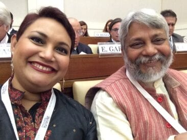 Dr. Farhana Sultana with Rajendra Singh, Stockholm Water Prize recipient, at The Vatican, 2017