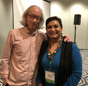 Dr. Farhana Sultana with Dr. Arturo Escobar, renowned development scholar, in New Orleans, 2018